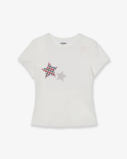 CHECK STAR TEE - 3 COLORS WHITE