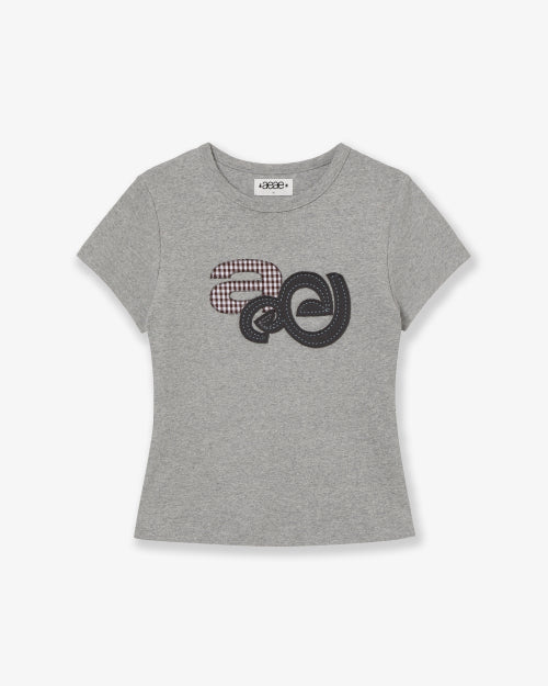 APPLIQUE FLOWER LOGO TEE - 4 COLORS MELANGE GREY