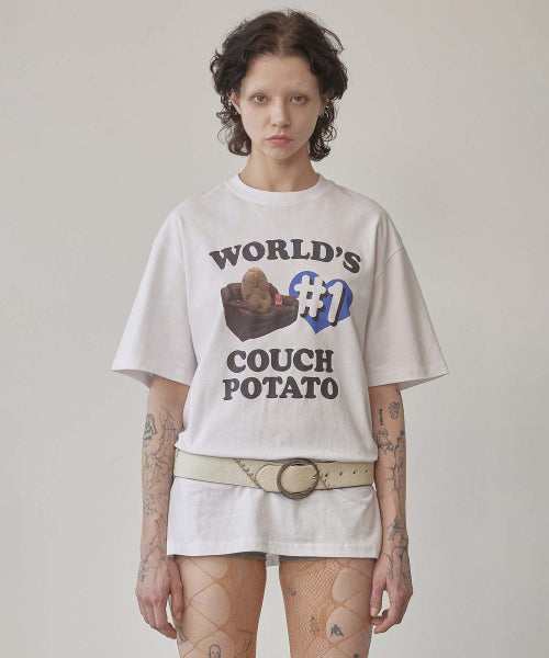 NUMBER ONE COUCH POTATO TEE - 2 COLORS WHITE
