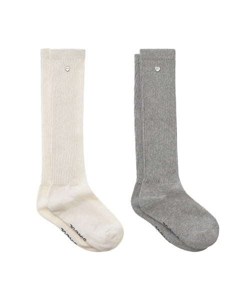 HEART BUTTON KNEE SOCKS - 2 COLORS CREAM
