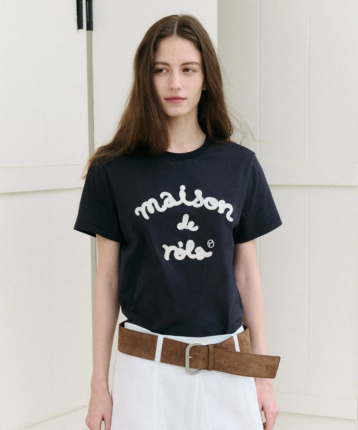 MAISON DE ROLA EMBROIDERY T-SHIRT NAVY