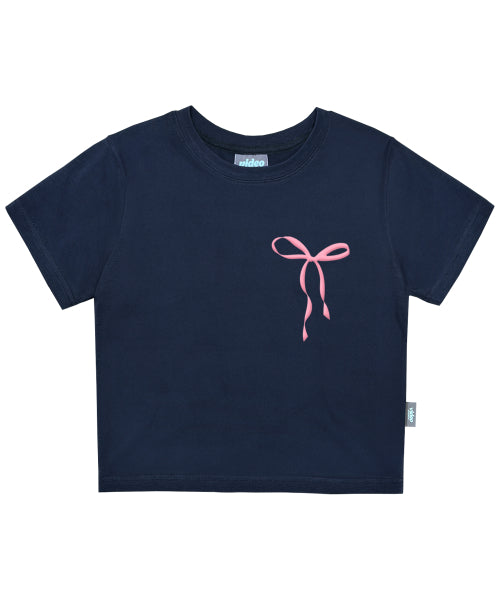 SMALL RIBBON CROP TEE - 2 COLORS