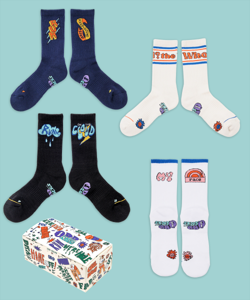 4-PACK COOLMAX MARATHON RUNNING CREW SOCKS B GIFT SET AS SHOWN