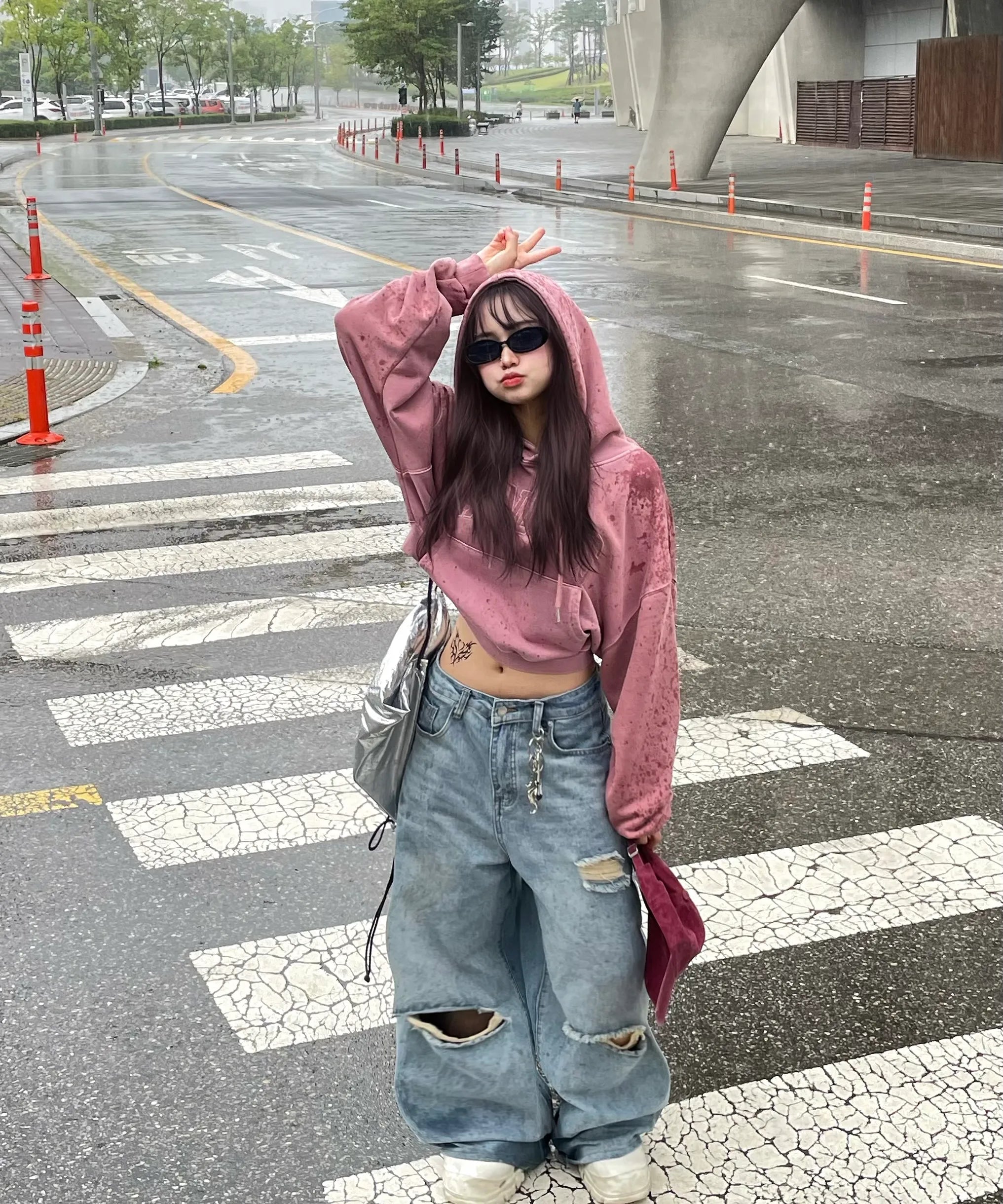 [AVANDRESS] Pigment Felt Crop Hoody - 3COL