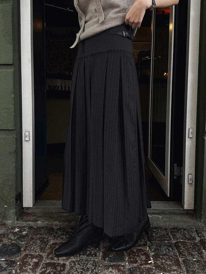 PREMIUM BELTED PLEATS SKIRT - 2 COLORS