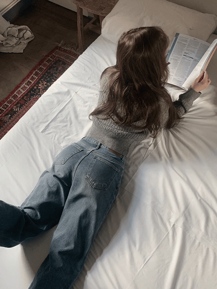 TODAY WIDE DARK-BLUE DENIM PANTS