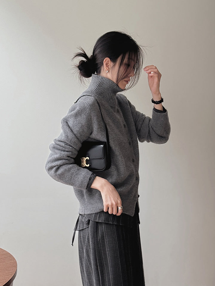 MONOCLE SIDE-BUTTON KNIT CARDIGAN - 3 COLORS