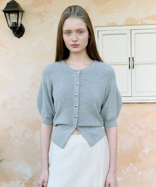 VOLUME SLEEVE HALF CARDIGAN - 4 COLORS GREY