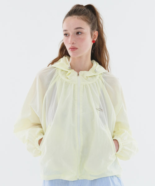 HOOD PINTUCK WINDBREAKER LEMON