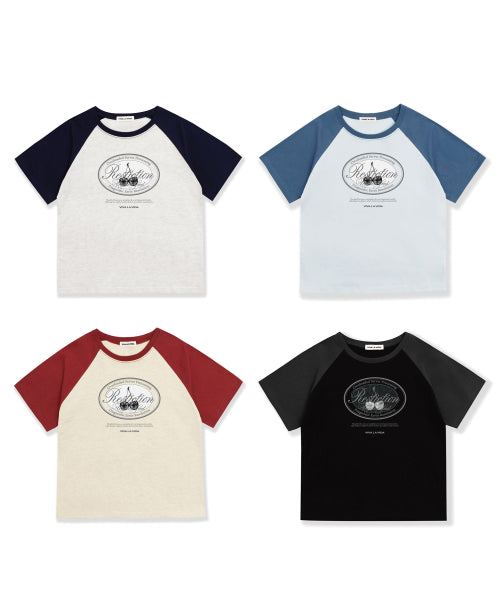 GLITCH RAGLAN CROP SHORT SLEEVE T-SHIRT - 4 COLORS WHITE
