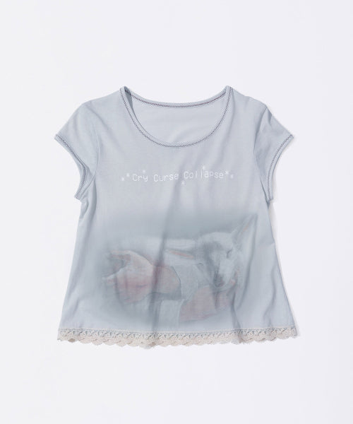 LACE CROP BABY TEE - 2 COLORS BLUE