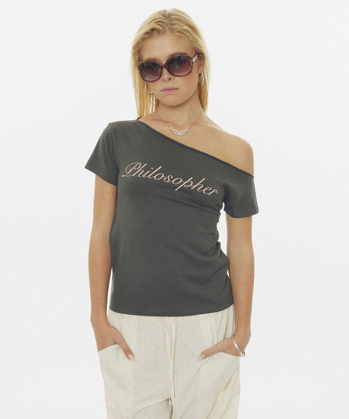 HOOK ME UP LAYERED TEE - 3 COLORS CHARCOAL