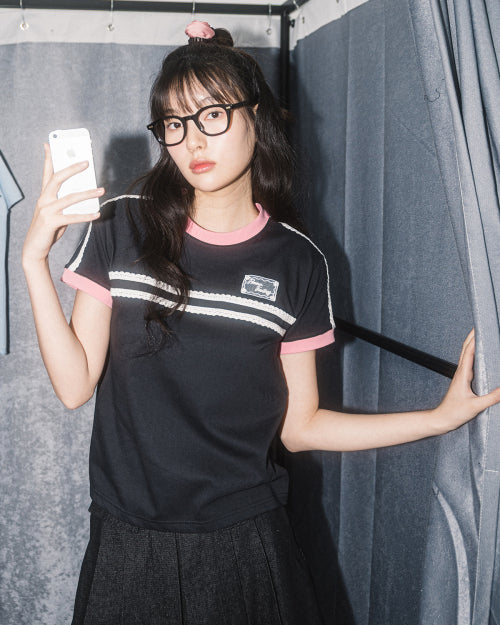 DOUBLE LACE TEE - 5 COLORS BLACK