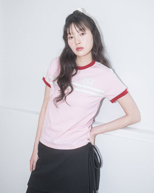 DOUBLE LACE TEE - 5 COLORS PINK