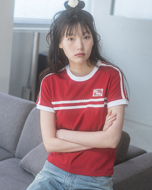 DOUBLE LACE TEE - 5 COLORS RED