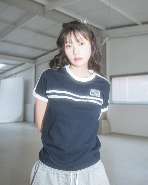 DOUBLE LACE TEE - 5 COLORS NAVY