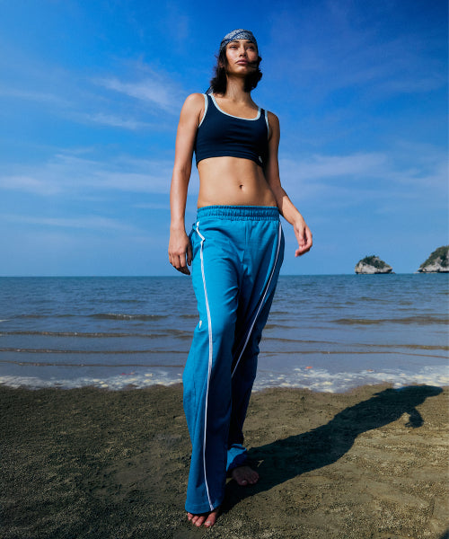 LINE POINT PIN TUCK COTTON PANTS - 3 COLORS BLUE