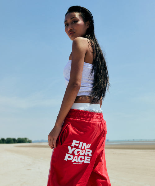 LINE POINT PIN TUCK COTTON PANTS - 3 COLORS RED