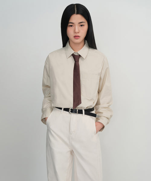 WOMENS SILK SLASH CUT NECKTIE #韓韶禧同款! - 3 COLORS BROWN