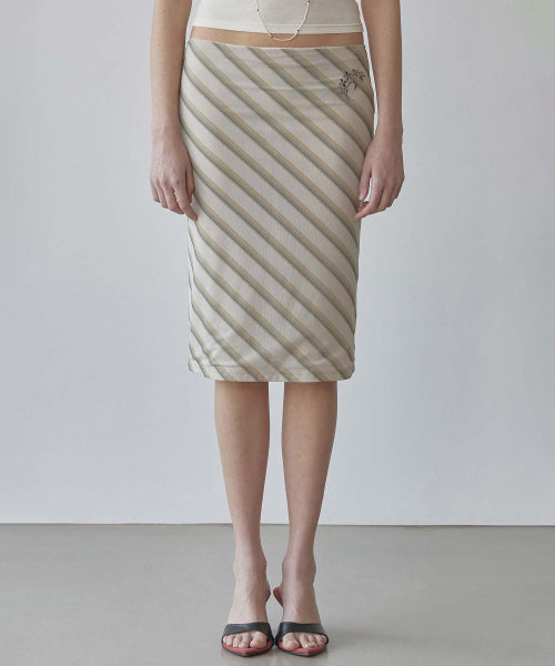 MESH STRIPE MIDI SKIRT - 3 COLORS BUTTER