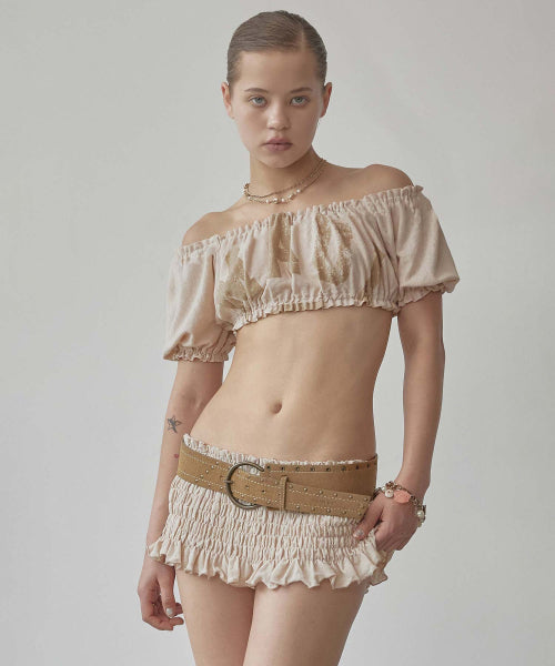 CRINKLE VOLUMER TOP - 2 COLORS BEIGE