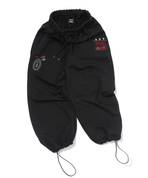 STITCH EMBROIDERY SWEATPANTS - 2 COLORS BLACK