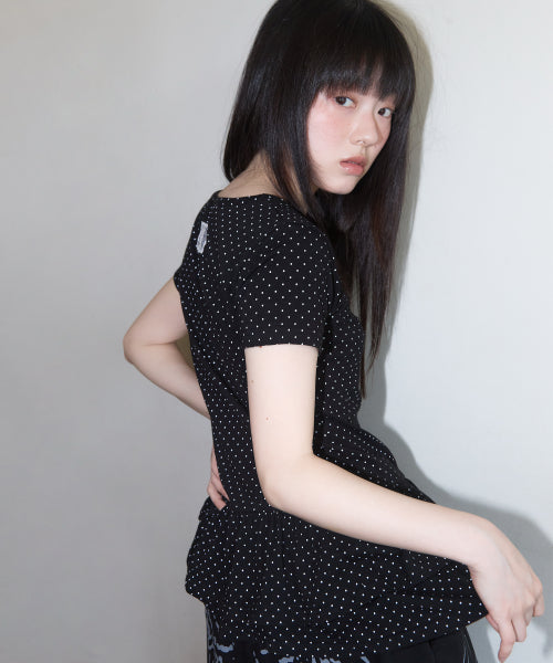 FRILL LAYERED DOT F25QB128 - 2 COLORS BLACK