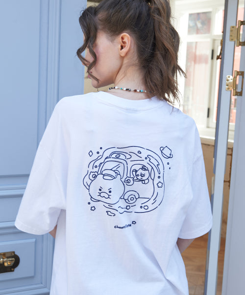 UNI CHOONSIK EMBROIDERY SHORT SLEEVE TEE - 2 COLORS WHITE