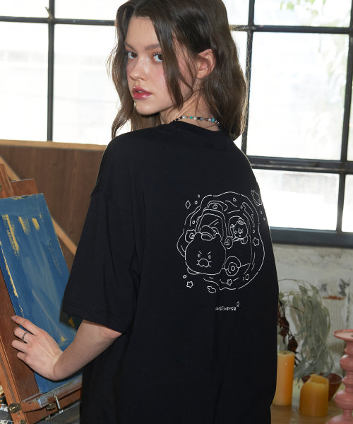 UNI CHOONSIK EMBROIDERY SHORT SLEEVE TEE - 2 COLORS BLACK