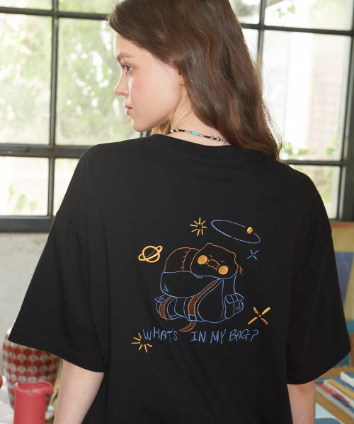 CHOONSIK EMBROIDERY SHORT SLEEVE TEE - 5 COLORS BLACK