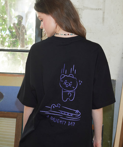 TEE DAY EMBROIDERY SHORT SLEEVE TEE - 2 COLORS BLACK