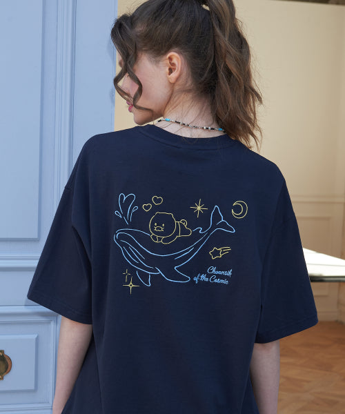CHOONSIK EMBROIDERY SHORT SLEEVE TEE - 5 COLORS NAVY