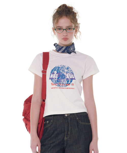 EARTH PRINT T-SHIRT - 2 COLORS IVORY