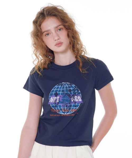 EARTH PRINT T-SHIRT - 2 COLORS NAVY
