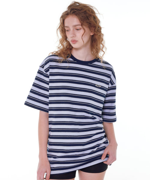 OVERFIT STRIPE T-SHIRT SKY BLUE
