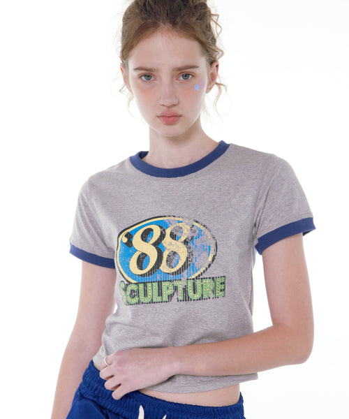 VINTAGE GRAPHIC RINGER T-SHIRT - 2 COLORS GREY