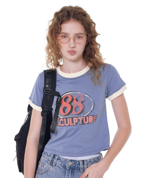 VINTAGE GRAPHIC RINGER T-SHIRT - 2 COLORS BLUE