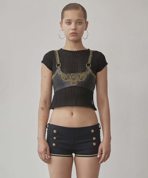 EYELET KNIT TEE BABY - 4 COLORS BLACK