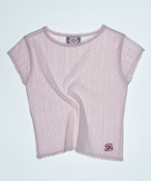 EYELET KNIT TEE BABY - 4 COLORS BABY PINK