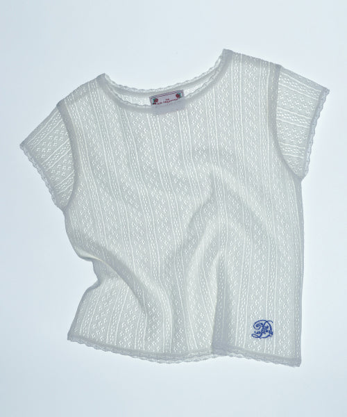EYELET KNIT TEE BABY - 4 COLORS IVORY