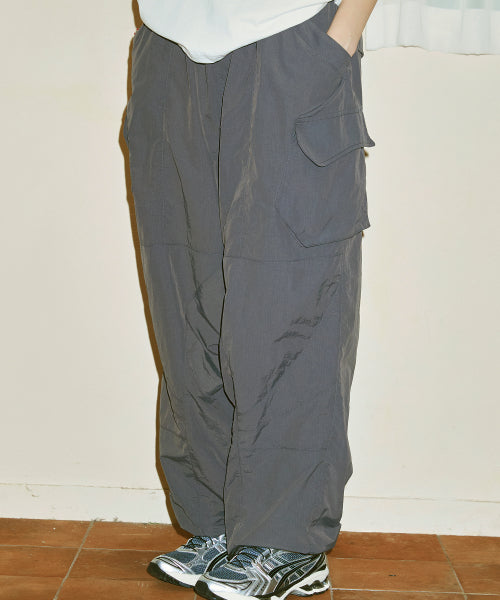 ASSASSIN WIDE NYLON CARGO PANTS - 2 COLORS CHARCOAL