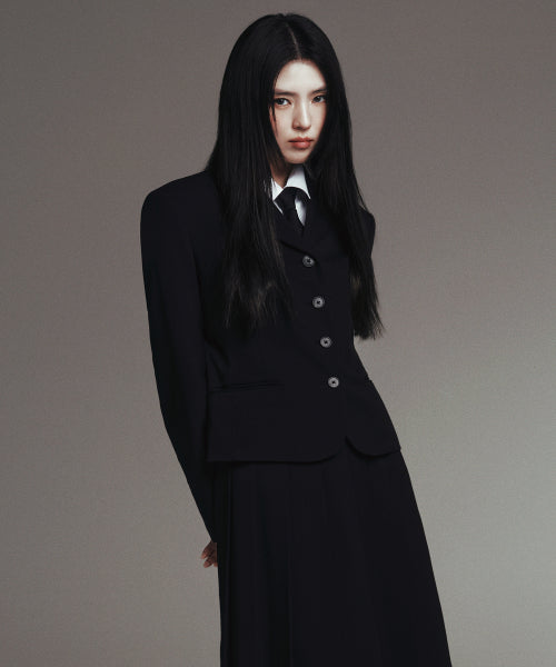 WOMENS 4-BUTTON SHORT BLAZER #韓韶禧同款! - 3 COLORS BLACK
