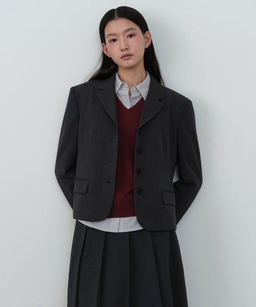 WOMENS 4-BUTTON SHORT BLAZER #韓韶禧同款! - 3 COLORS GREY