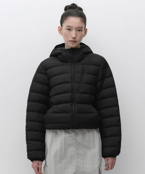 WOMENS HOODED LIGHT DOWN JACKET #韓韶禧同款! - 6 COLORS BLACK