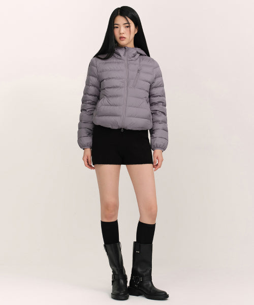 WOMENS HOODED LIGHT DOWN JACKET #韓韶禧同款! - 6 COLORS GREY