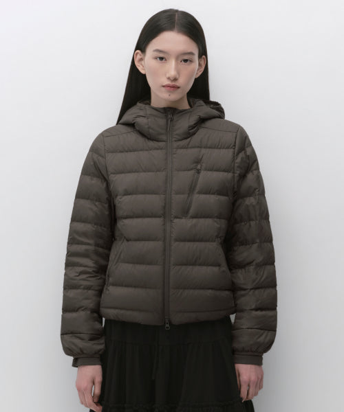 WOMENS HOODED LIGHT DOWN JACKET #韓韶禧同款! - 6 COLORS BROWN