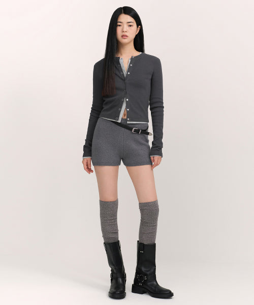 WOMENS MINI BOUCLE KNIT SHORTS #韓韶禧同款! - 3 COLORS GREY