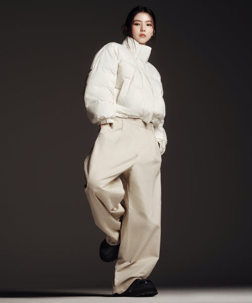 WOMENS DEEP TUCK EXTRA WIDE CHINO PANTS #韓韶禧同款! - 3 COLORS CREAM