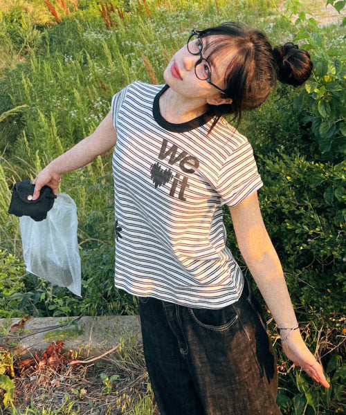 LOVE STRIPE T-SHIRT - 3 COLORS BLACK