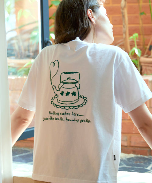 EMBROIDERY CROP SHORT SLEEVE TEE - 2 COLORS WHITE